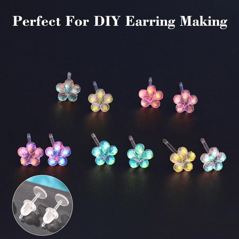 Formulen 5mm Plastic Earrings for Sports - Clear Post Studs, Flat Silicone Rubber Earrings for DIY - Image 4